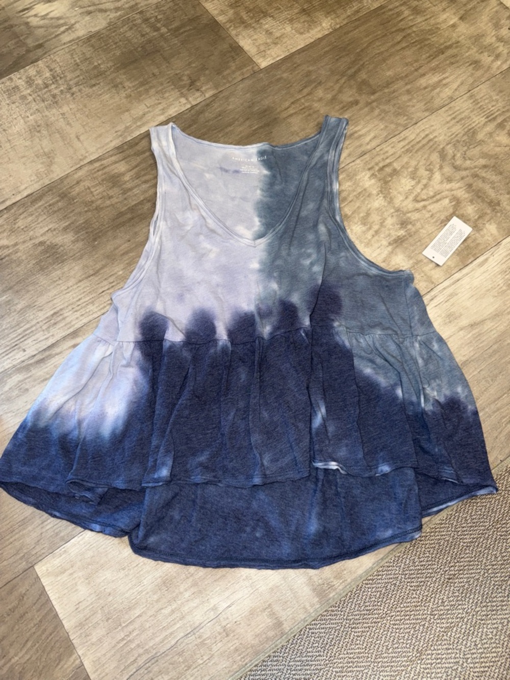 American Eagle Outfitters Navy to Light Blue Ombre Tiered Tank